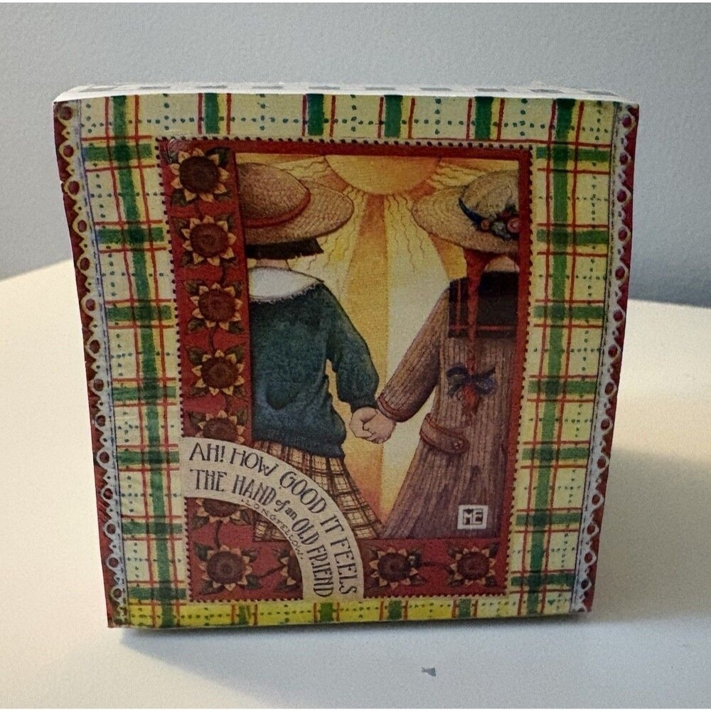 VTG Mary Engelbreit Notecube How Good It Feels The Hand of an old Friend New!